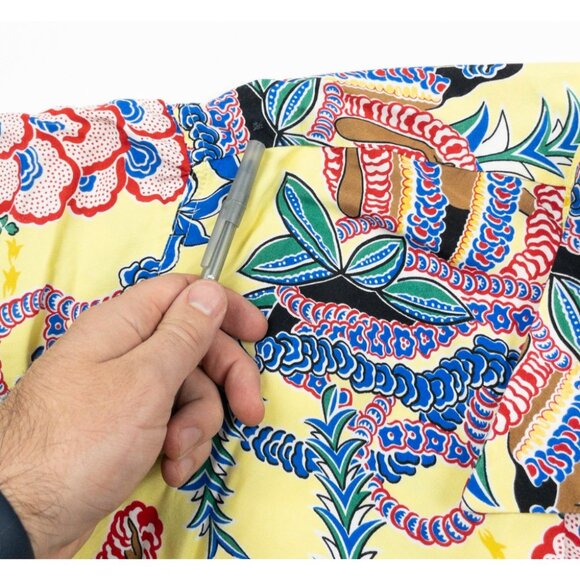 Kamehameha Hawaiian Shirt Lei Lady Mens XL Yellow Tropical Print Rayon USA Aloha - Picture 15 of 15